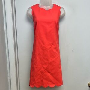 J.Crew Scalloped Hem Shift Dress – Bright Coral/Red – Size 12